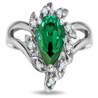 Star K Simulirani smaragdni kruški oblik Halo Split Shank prsten u KT Rose Gold Veličina Ženska odrasla osoba