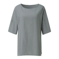 Sive T majice za žene Ljeto Ženske ženske rupne posade Cvjetni ispisani labavi TOP THIRTS CHIrts Bluza tunika Tee