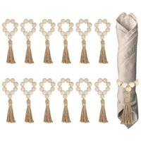 Prirodne drvene perle prstenovi salveta sa držačima salveta za božićne seoske kuće za venčani kućni stolni ukras