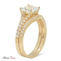 3. CT Princess Cut originalni kultivirani dijamant VS1-VS G-H 18K žuti zlatni angažman vjenčani mladenci Dizajnerski prsten BW set W Crystal boine kamenje veličine 7