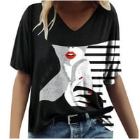 Ženske košulje kratkih rukava plus veličine V izrez majice apstraktni grafički ispis ljetna casual labava bluza
