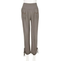 Ženske ljetne konusne hlače elastične struine labave pantalone, ležerne pantalone sa solidnim bojama s džepovima plus veličine
