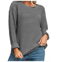 Dukseri Inleife za žene Ženska labava letvica dugačak pulover na čelu okrugli vrat Modni džemper