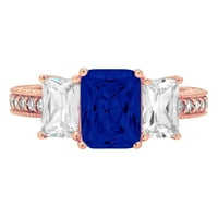 3,61ct smaragdni rez simulirani plavi safir 18K ružičasti zlatni angažman kamena prstena veličine 5,75