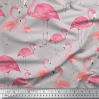 Soimoi Rayon Crepe tkanina Flamingo Ptice Print Šivenje tkanine dvorište široko