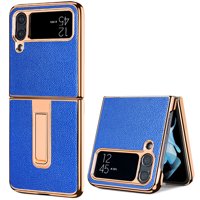 Samimore za Samsung Galaxy Z Flip futrola, kožna koža, sklopivi nosač nosača, tanki lagani shocroof anti-pada telefonski poklopac za Galaxy Z Flip 5, plava