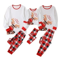 Sretan božićni pidžami postavio porodicu podudaranje crtanih elkova slovo ispisa vrhovi pletene hlače za spavanje noćne odjeće PJS