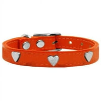 Srebrni heart widget originalni kožni ovratnik za pse, narandžaste - veličine26