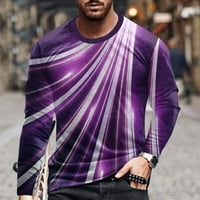 Muška majica s dugim rukavima Lagana casual okruglica Kratki rukav pulover linija 3D tiskana muška majica za bluza dnevno ljubičasta veličina xxxxxl