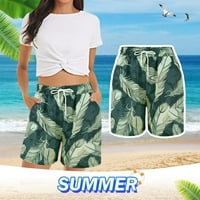 Žene Ležerne kratke hlače Ljeto Confy plaže kratke hlače Elastični struk cvjetni print sa džepovima Sivi XL