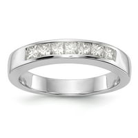 Čvrsta 14k bijelo zlato Sedam kamena dijamantna kanal za vjenčani prsten sa CZ CZ CUBIC cirkonijom veličine 8.5
