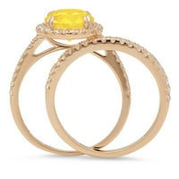 2.56ct sjajan okrugli rez simulirani žuti dijamant 14k žuti zlatni halo pasijans sa akcentima mladenci set sz 10.75