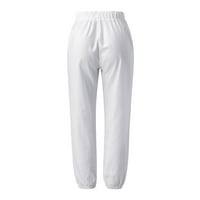 Xinqinghao pantalone za ženske pamučne line visokog struka ravno hlače modne cvjetne gaćice sa džepovima Žene Ljetne casual pantalone plava XL