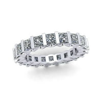 Prirodno 3,35ct Princess Cut Diamond U-Bar Postavljanje ženske godišnjice vjenčanje vječnosti, prsten za vječnost 14k bijelo zlato i si2