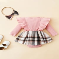 Toddler Baby Girl Jesen Zimska odjeća postavljena plaćena haljina ruffles dugih rukava za odjeću sa rukom sa kopčama