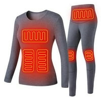 Niuer Unise Basic Set Thermal Warder Donje rublje Fleece Body Outfits USB sive ženske pantalone 4xL
