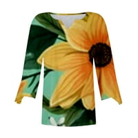 Elegantna bluza za žene Ležerne prilike cvjetno tiskonito jeseni rukav u vratu grafički teženi majica TEE TEE FIT FIT COMFY BAGGY TSHIRT Top Sky Blue S