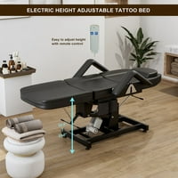 Paddie električna visina podesiva ležaljka za stolicu za tetovažu, električni lift za masažu za masažu sa džepom za pohranu za klijent Estetic, crni