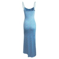 Plaže haljine Ljetne haljine haljine bez rukava Halter Maxi Solid haljina ženke svestrane haljine plavi xl