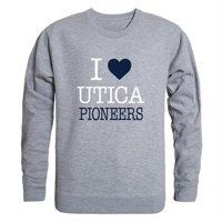 Republika 552-492-HGY- Utica College Pioneers I Love Crewneck Duks, Heather Grey - Medium