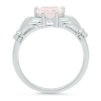 1.06ct Heart rez ružičasti simulirani dijamant 18k bijeli zlatni godišnjica Angažovanje obloge rublja 3,5