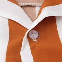 Lovskoo muns ljetna majica kratkih rukava prema dolje na vrhu klasične trendi ispisane spajanje šarene pruge labave bluza narančasta