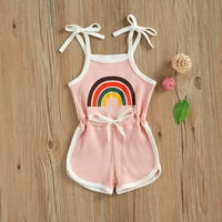 Morttic Toddler novorođenčad Dječja djevojka Rainbow Trake za romper jedan kombinezon bodysuit rebrasta kratke hlače Playsit Summer Set odjeće