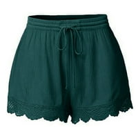 Zhizaihu široke nožne pantalone za žene plus veličine čipke kratke hlače Solid Color Fashion Casual Yoga Sport hlače hlače zelena xxl