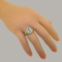 Britanci napravio 14k žuti zlatni prirodni akvamarinski i opal ženski Obećani prsten - Opcije veličine - Veličina 4,5