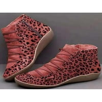 Kesitin Womens High Top Cipele Leopard Print Ploties Udobne kratke čizme