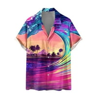 Njoeus muns majica Comfort Colors Thirt Men Casual dugmin Boja blok Havajii Print sa džepnim poklopcem kratkih rukava bluza Slatke vrhove na klirensu