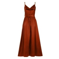 Haljine za žene ženski fit & flare bez rukava dubokog V-izreza MAXI Ljetna vruća prodaja Fit & Flare haljine narančasti l