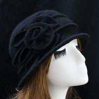 Ludlz Vintage Wone Wool Church Cloche Flapper Hat Lady kašika zimska cvijeća kapa