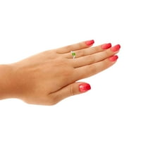 Mauli dragulji za žene 2. Carat Diamond i jastuk rezan peridot prsten 4-prong 14k bijelo zlato