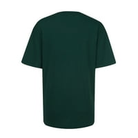 Ljetne košulje za žene za žene kratki rukav košulja Crewneck Cosy Učiteljski učiteljski dan Rainbow Pismo Ispis Tee Majica Žene Modni pulover na vrhu Casual Basic Classic-Fit Green XL