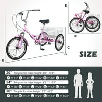 Lilypelle TRICYCLE Sklopivi triciklistički bicikli šipke za brzinu sa košarom za starije osobe