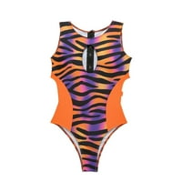 Ženski trendy monokini čišćenje ljeto plaža odijelo seksi kupaći kupaći kostim za žene kupaće kostimi Leopard tiskanje jednodijelno control control bikini narančasta