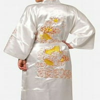 Vez Dragon Tradicionalni svileni satenski ogrtači muško i žensko odjeća za spavanje na nogaru kimono kimono s zavojnim kućnim nošenjem i za muškarce i žene m-3xl