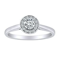 Carat okrugli rez bijeli prirodni dijamantski halo klasterski zaručni prsten u 14K čvrstim bijelim zlatnim prstenom veličine-6