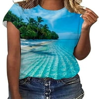 Ženska majica Plaža Ispiši ljetni vrhovi Crew Crt Tork Pulover Loose Tunic Bluuse Style B XL