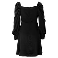 NSENDM SIGH Ljetna haljina za žene Dame Satin Love Callar Solid Color Haljina Francuska Ljetna haljina Žene Žene oblače crno male
