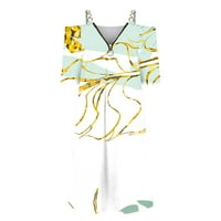 Ljetne haljine za žene tiskane mini kratkih rukava za slobodno vrijeme V-izrez Dress White 2xl