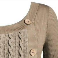 Dukseri pulover za žene plus veličine Žene O-izrez Dugi rukav Solid Botton Pachwork asimetrični vrhovi džemper