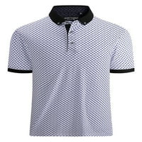 Avamo Muški atletski geometrijski print ljetni vrhovi Solid Boja Ležerne prilike pulover MEN Gumb dolje Teniski polo majic