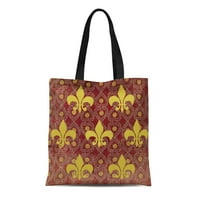 Platno torba Francuska Rustikalna francuska država Fleur de Lis Burgundy Ocher Reusable torbica na rame Trgovinske vrećice