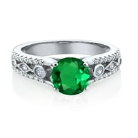 Gem kamen kralj sterling srebrni zeleni nano smaragdni ženski zaručnički prsten