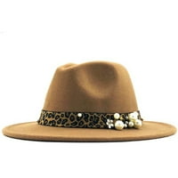 Široki rub Panama Hat Fedora kapa s leopardom remenom i bisernom dekorom za muškarce
