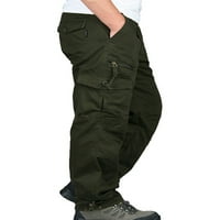 REJLUN MUŠKI DROVI Čvrsti pantalone u boji elastični struk teretni pantne duge hlače lagana joga zelena xl