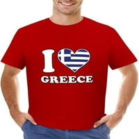 Love Grčka grčka zastava Heart Muška pamučna majica kratkih rukava Crew Casual Tee