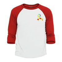 Shop4ever Heim's AUTim AUTISm zagonetnost puzzle vrpce džepne veličine Raglan bejzbol majica Veliki bijeli crveni